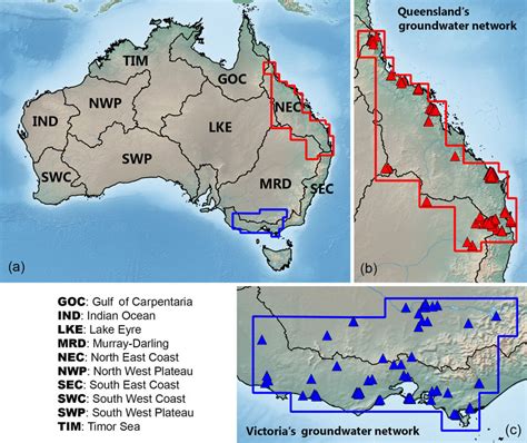 A Geographical Location Of 10 Australian River Basins Red And Blue