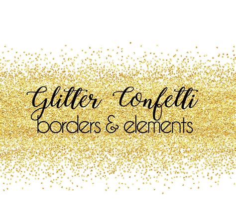 Gold Glitter Confetti Borders Clipart Download Digital Etsy