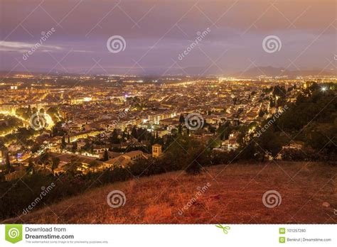 Panorama Of Granada At Sunset Stock Photo Image Of Culture Evening