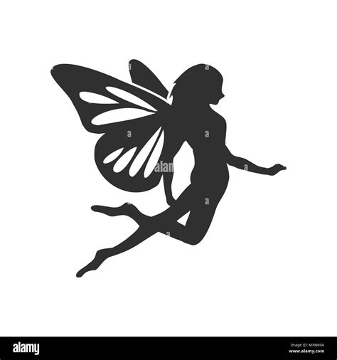 Flying Fairy Silhouette Vector Character Graphic Logo Design Stock