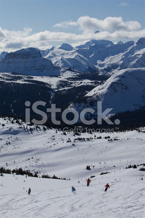 Skiing With Mount Assiniboine In Banff National Park Stock Photo