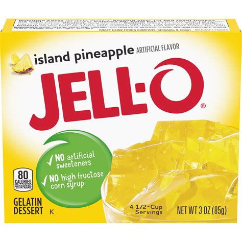Jell O Island Pineapple Gelatin Dessert Mix 3 Oz Box