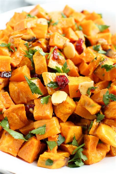 Sweet potatoes have amazing medicinal properties that are vital for diabetics. Easy Roasted Sweet Potato Salad - Happy Healthy Mama