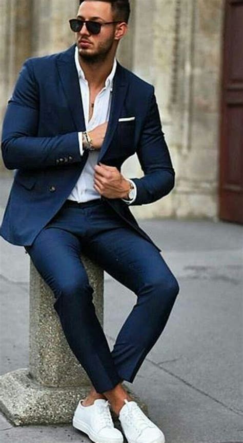 Blue Suit And Sneakers Formal Mens Fashion Mens Fashion Suits Casual