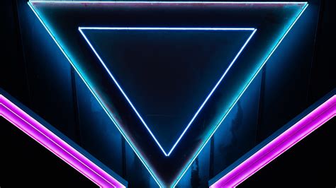 Colorful Triangle Neon Lights 4k 5k Hd Neon Wallpapers Hd Wallpapers