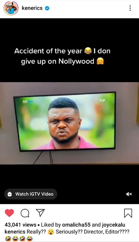 Nollywood Actor Ken Erics Reacts To His Poorly Edited Accident Scene