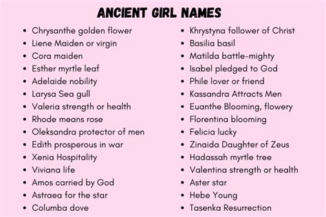 270 Cute Ancient Girl Names With Meanings 2023