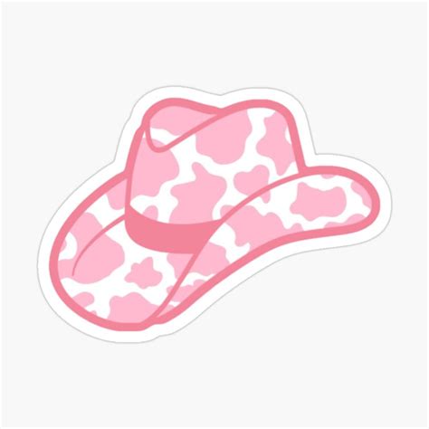 Pink Cow Print Cowgirl Hat Sticker By Julia Santos Cute Laptop