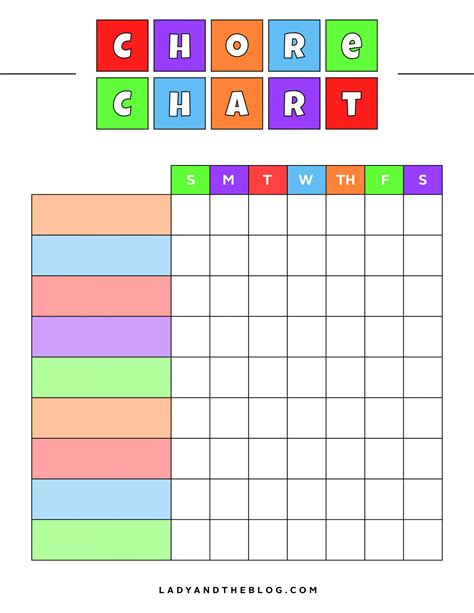 Free Printable Chore Chart Template For Kids