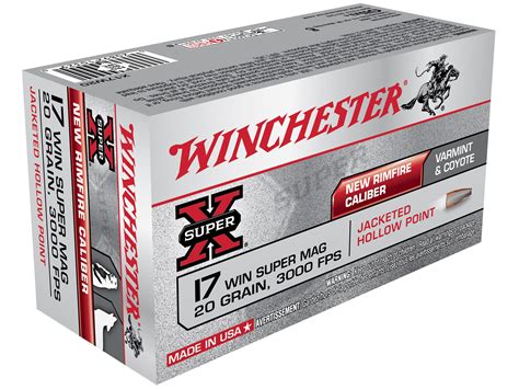 Winchester Super X Ammo 17 Winchester Super Mag 20 Grain Jacketed