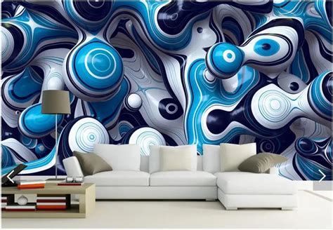 Customized 3d Photo Wallpaper 3d Wall Mural Wallpaper 3 D Abstract Art Background Wall Blue Wave