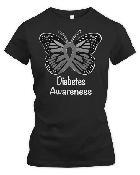 Diabetes Diabetic Awareness Warrior Support Survivor Gray Ribbon 52