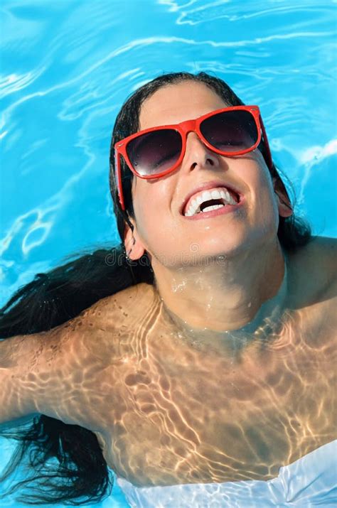 Happy Woman On Summer Pool Stock Image Image Of Pleasure 28774527