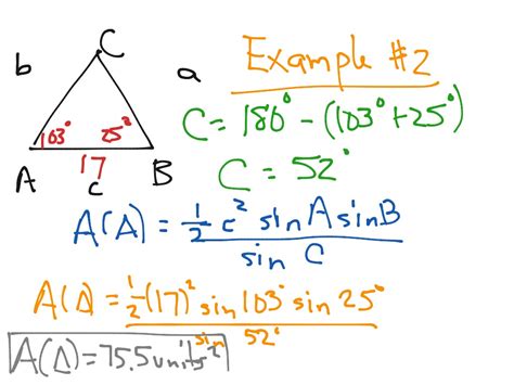 Triangle Area Given 2 Angles And 1 Side Math Trigonometry Trig