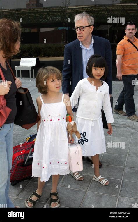Woody Allen Soon Yi And His Daughters Bechet And Manze Tio Arriving At Barcelona For The