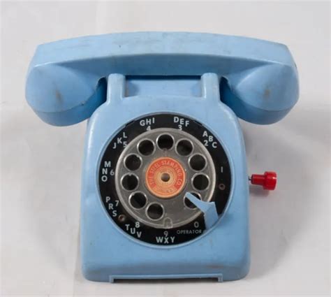 Vintage The Steel Stamping Co Toy Rotary Phone Plastic Blue Colored