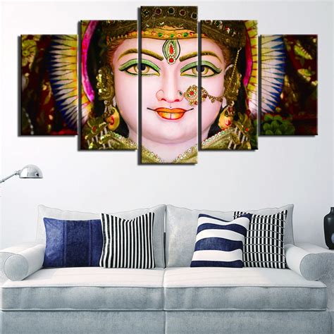 Artwork Canvas Hd Printed 5 Panels India Deities Ganesha Picture Poster