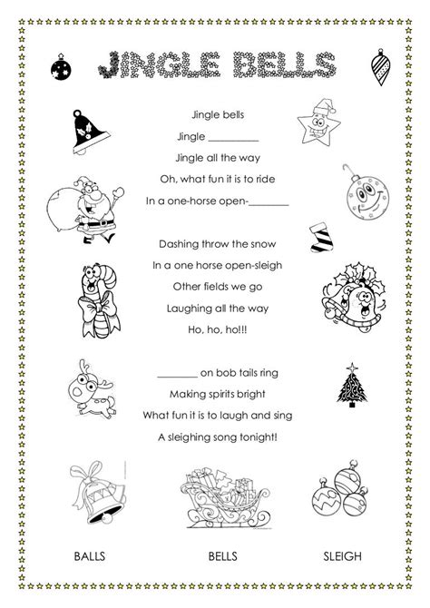 Jingle Bells Lyrics Printable Kids