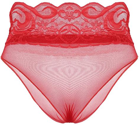 Yizyif Womens Mesh Hi Cut Brief Panty Thong Floral Lace High Waisted Sexy Under Ebay
