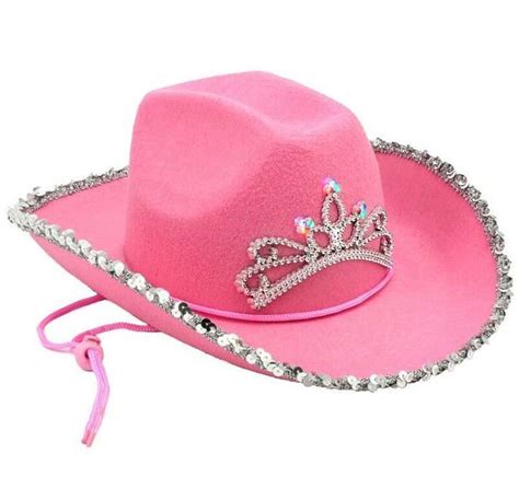 Pink Light Up Tiara Child Cowgirl Dress Up Hat With Feather Trim