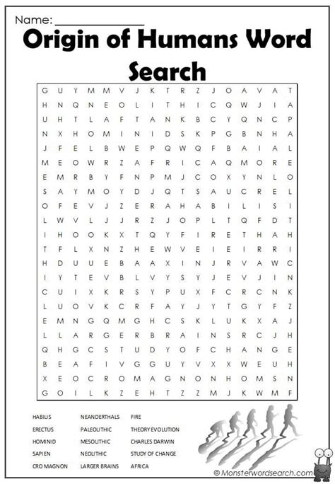 Origin Of Humans Word Search Word Find English Vocabulary Words