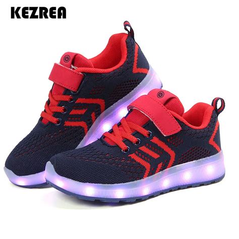 Kezrea Kids Shoes Children Usb Charge Colorful Led Back Light Shoes