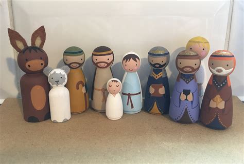 nativity peg doll set etsy