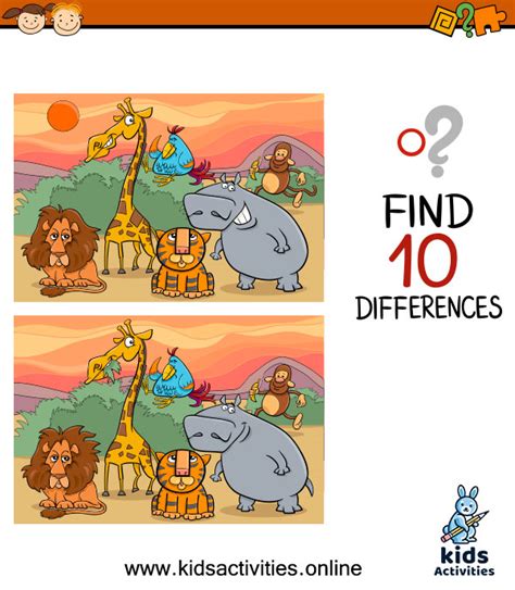 Spot The 10 Differences Between The Two Pictures ⋆ Kids Activities