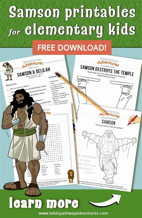 Samson Printables And Activities For Kids Samson Bible Crafts Free
