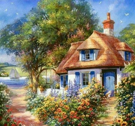 Pin By Asha Khanna On Countryside Cottage Art Cottage Painting Art