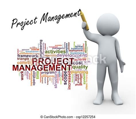 Stock Illustrations Of 3d Person And Project Management Word Tags 3d