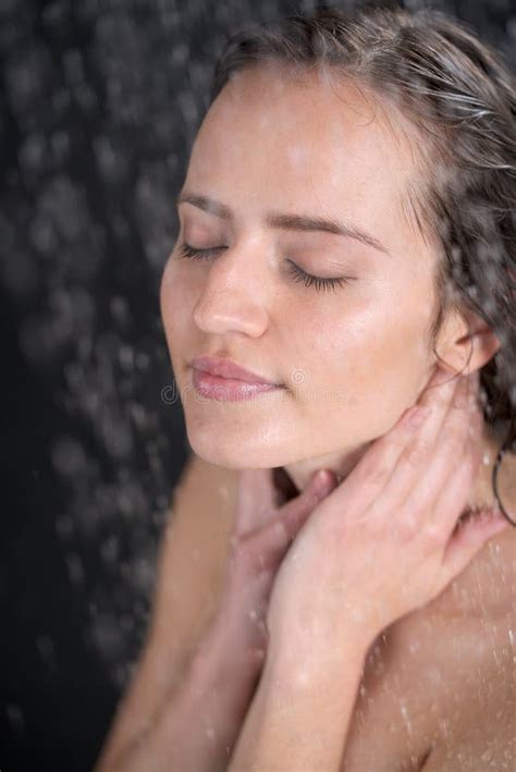 A Woman Standing At The Shower Stock Photo Image Of Fresh Adult