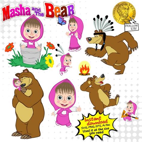 Masha And The Bear Vectors Collection Use It At The Size You Need