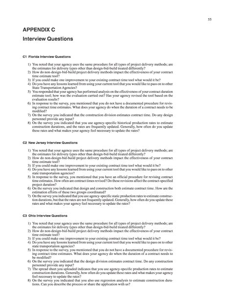 Appendix C Interview Questions Practices For Establishing Contract
