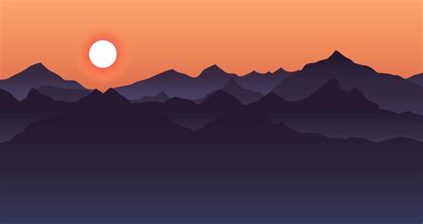 Download Mountains Sunset Silhouette Digital Art Wallpaper