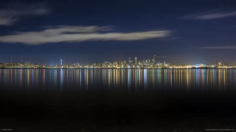 Free Download Hd Mostly Clear Night In Seattle Wallpaper 1920x1080