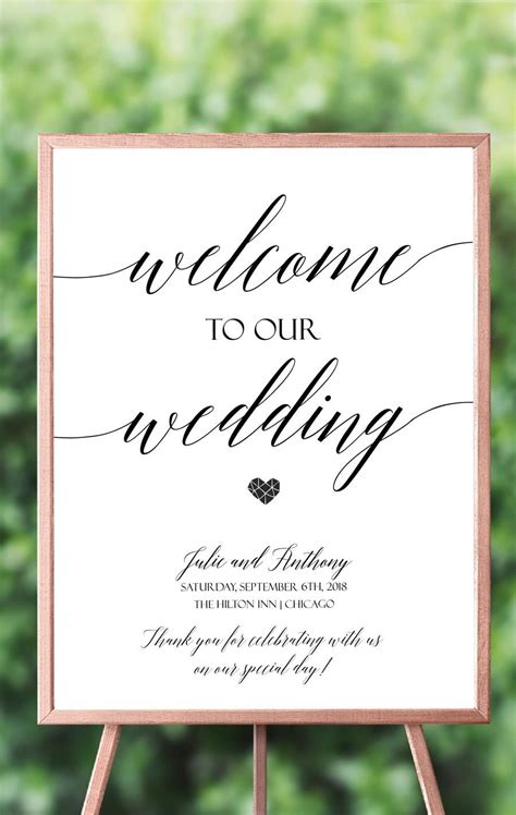 Elegant Welcome Sign Template Beautiful And Simple Wedding Welcome Sign