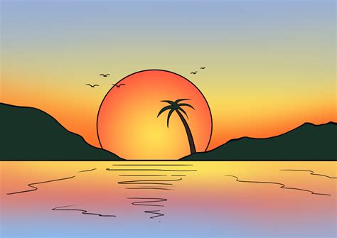 How To Draw A Sunset Step Beach Drawing Drawing Sunset Drawings My Xxx Hot Girl