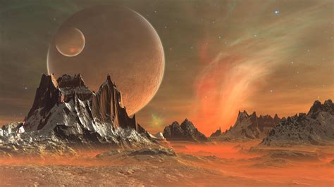 Wallpaper Digital Art Space Planet Fantasy Art Mountains
