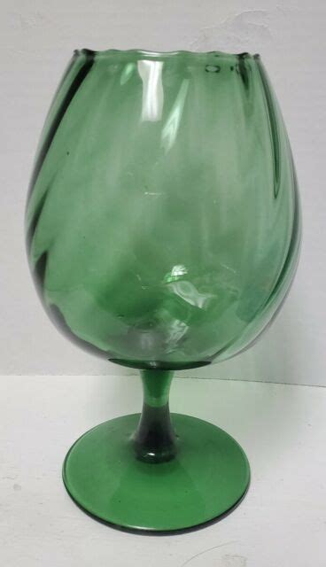 Vintage Mcm Empoli Green Italian Art Glass Optic Brandy Glass Vase Snifter 9 5” Ebay