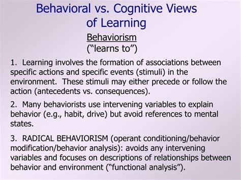 Ppt Behavioral Vs Cognitive Views Of Learning Powerpoint