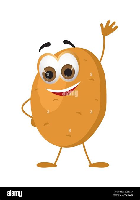 Funny Potato With Eyes On White Background Cartoon Funny Vegetables