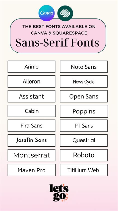 Fonts Available In Canva And Squarespace Best Font Pairings — Lets