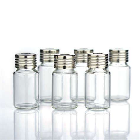 100 Sets Small Glass Bottles Wscrew Top Lids 4ml Cute Tiny Vials 10