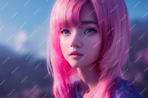 Premium Photo Beautiful Cute Anime Pretty Young Girl 3d Rendering