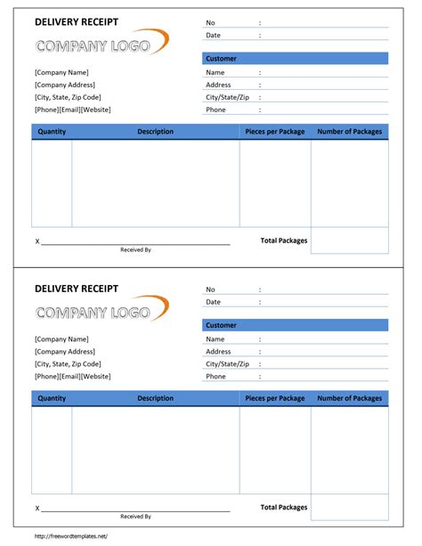 Proof Of Delivery Form Template