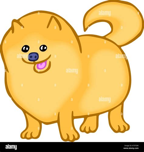 Cute Pomeranian Spitz Dog Isolated Vector Illustration Funny Cartoon