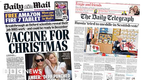 Newspaper Headlines Vaccine For Christmas And Russian Meddling