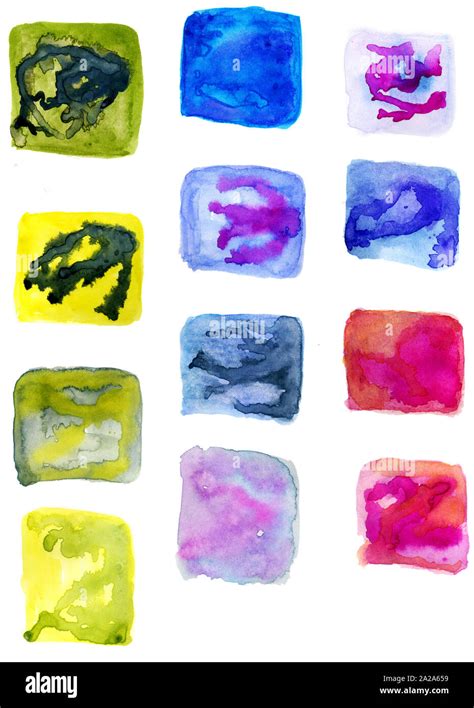 Colorful Painted Splotches Hand Drawn Watercolor Illustration Stock