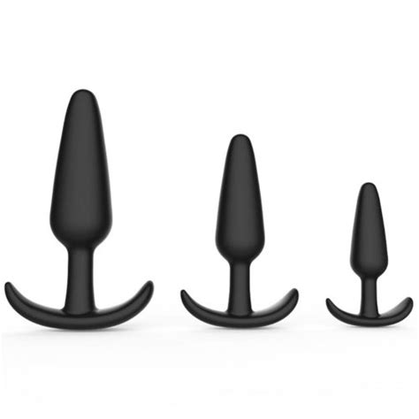 level up 3 piece silicone anchor anal trainer kit black sex toys at adult empire